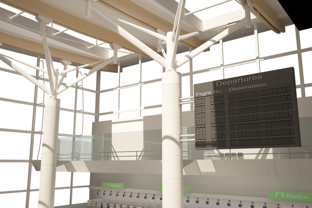 Transparent airport interior illustration with modern architecture - Download Free Stock Videos Pikwizard.com