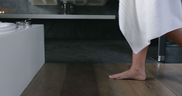 Comfortable Modern Bathroom Scene with Wooden Floor - Download Free Stock Images Pikwizard.com