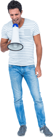 transparent energetic man shouting through megaphone on plain background - Download Free Stock Videos Pikwizard.com
