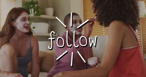 Friends enjoying skincare together relaxing at home