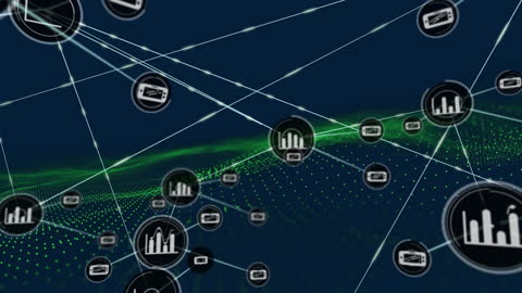 Abstract Network Connections Over Digital Landscape