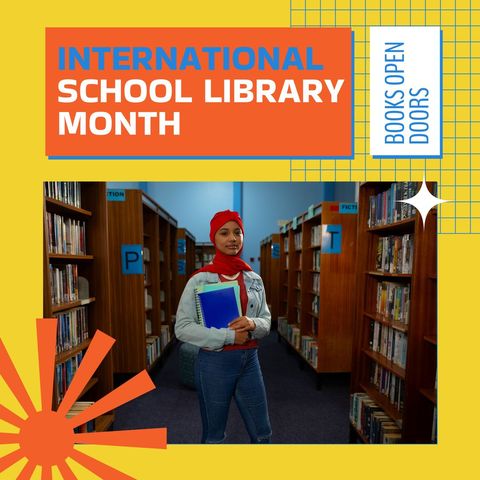 international school library month celebration with student in red hijab - Download Free Stock Templates Pikwizard.com