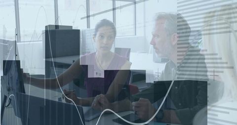 collaborative financial analysis with transparent data layers in office - Download Free Stock Images Pikwizard.com
