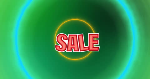 Bright Neon Sale Text with Dynamic Background