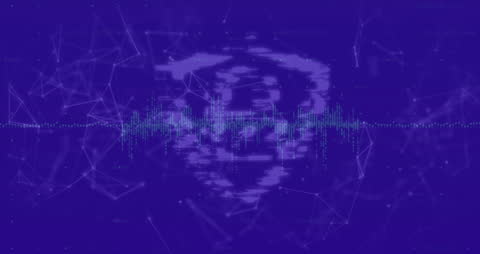 Cybersecurity Lock with Network Connections on Blue Background