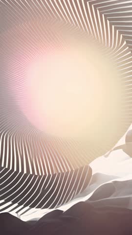 Rotating Striped Concentric Disc Forming Radiant Glow in Abstract Minimal Vertical Motion