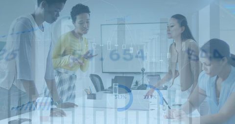 Business Team Analyzing Data in Technology-Integrated Office - Download Free Stock Images Pikwizard.com
