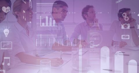 Business Team in Conference Analyzing Digital Technology Interfaces