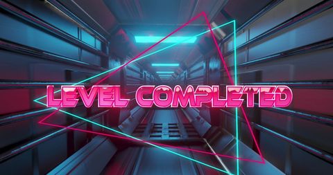 Futuristic game level completed digital design