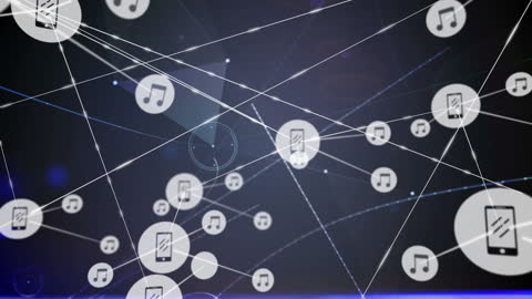 Digital Networking with Mobile and Music Icons on Interface