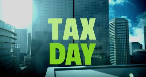 Tax Day Emphasized in Modern urban City Backdrop