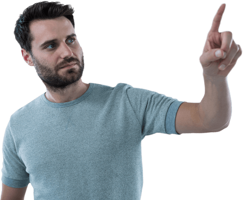 Man Touching Transparent Virtual Interface - Download Free Stock Videos Pikwizard.com