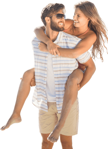 Couple Piggyback Ride Joyful Transparent Background Isolated