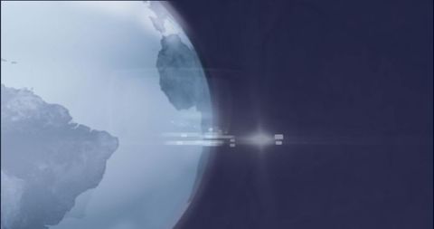 Digital Earth with Data Streaks on Dark Background