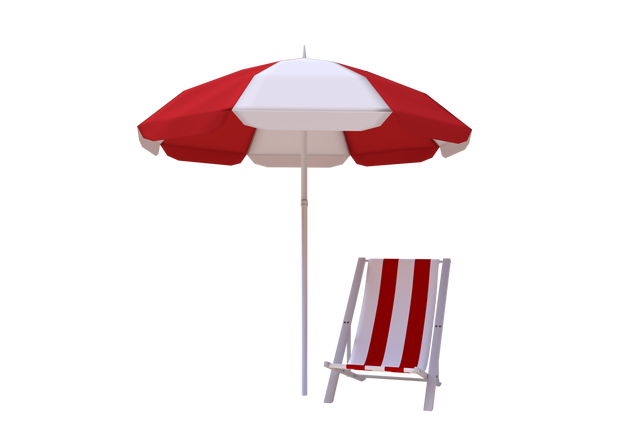 Red and White Beach Umbrella and Deck Chair on Transparent Background - Download Free Stock Videos Pikwizard.com