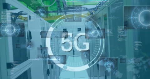 Digital Technology 5G Concept in Futuristic Server Room