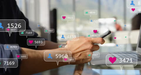 Businessman Engaging with Social Media Tools in Office Environment