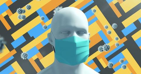 Masked Individual Among Virus Particles Highlighting Health Safety - Download Free Stock Images Pikwizard.com