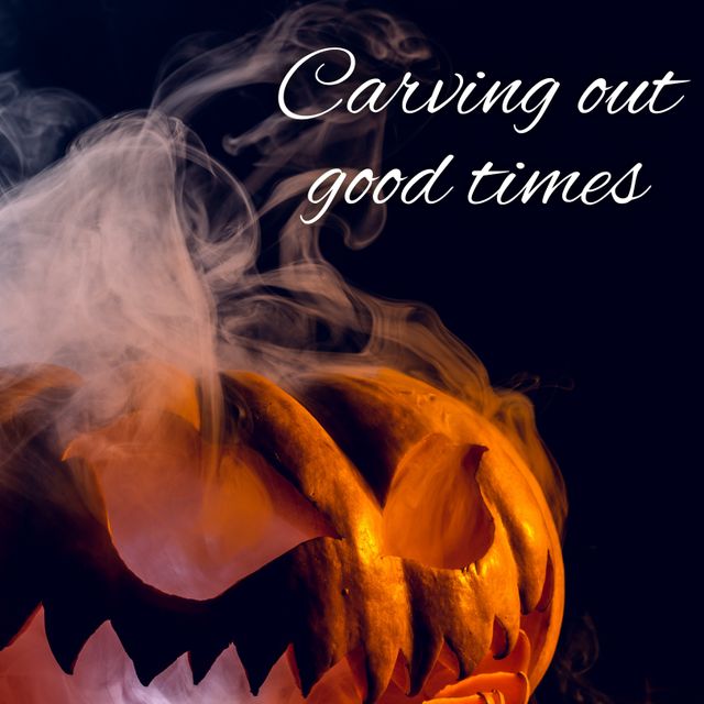 Glowing Jack-o'-Lantern with Carving out Good Times Text - Download Free Stock Templates Pikwizard.com