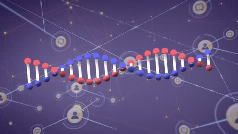 3D DNA Strand with Digital Network Connections Background