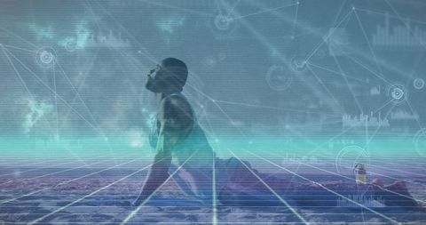 Network Connections Merge with Outdoor Fitness Push-up