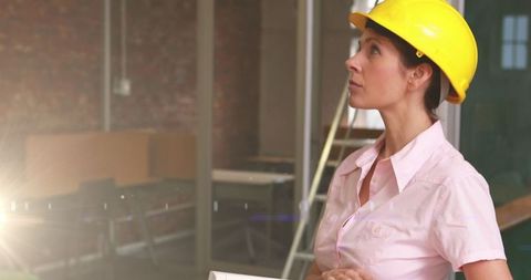 Woman Engineer in Hard Hat Inspecting Construction Site - Download Free Stock Images Pikwizard.com