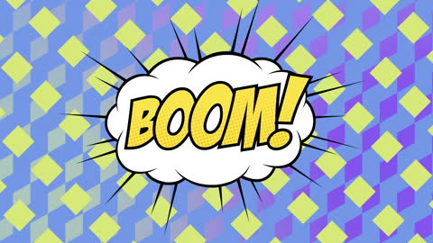 Dynamic Pop Art Style Boom Text on Vibrant Background