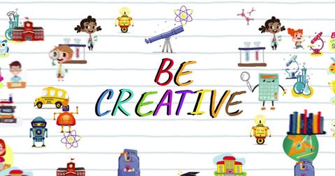 Be creative with inspirational icons illustrating hobbies and learning