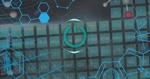 Digital interface concept with medical icons and power symbol