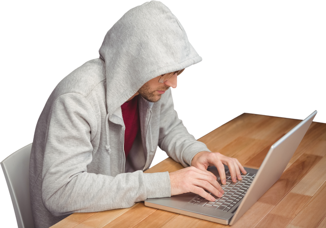 Hacker in Hoodie Using Laptop Transparent Background - Download Free Stock Videos Pikwizard.com