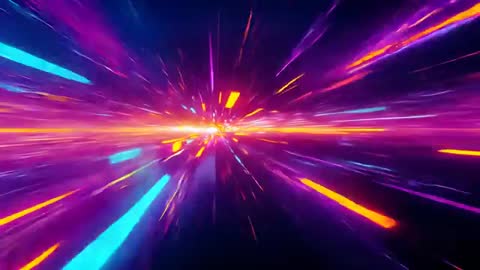 Neon Cluster Travelling Through Digital Space in Futuristic Scene