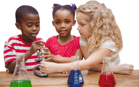 diverse children exploring microscope with transparent background - Download Free Stock Videos Pikwizard.com