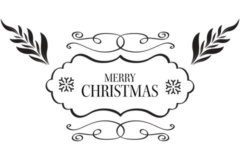 Elegant xmas scrollwork motif on transparent background