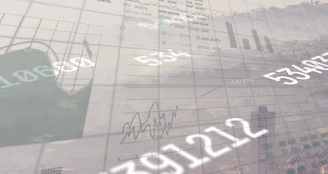 Financial Data Visualization Overlayed on Cityscape