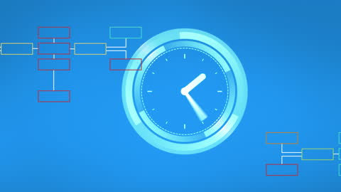 Abstract Digital Clock Animation with Data Flow