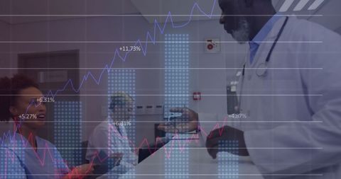 Healthcare Professionals Discuss Growth Reports Amid Data Visualization - Download Free Stock Images Pikwizard.com