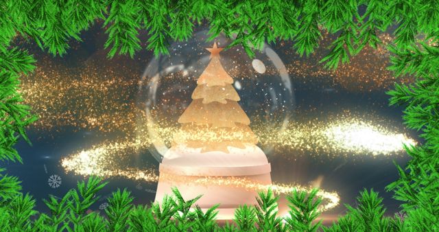 Snow Globe with Christmas Tree and Festive Sparkles - Download Free Stock Images Pikwizard.com