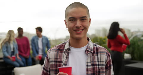 Casual Gathering on Rooftop Terrace with Friends