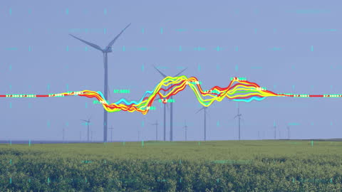 Digital Analytics and Wind Farms Merging Technology Concept Art