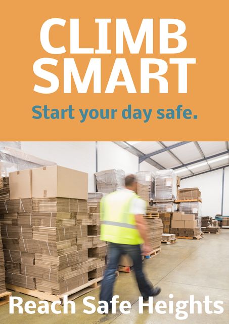 Warehouse Safety Poster with Worker and Stacked Boxes - Download Free Stock Templates Pikwizard.com