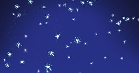 Winter Snowflakes Falling on Deep Blue Background