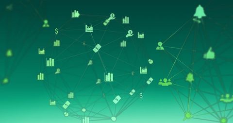 Digital Communication Network on Green Background - Download Free Stock Images Pikwizard.com