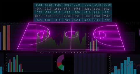 Neon Digital Soccer Field with Data Analytics Interface