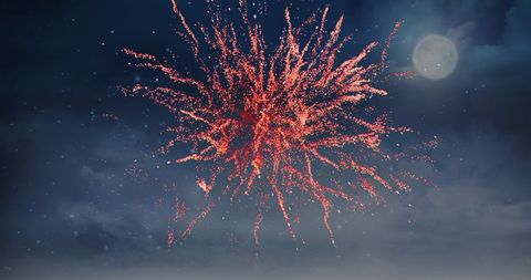Vibrant Red Fireworks Illuminating Starry Night Sky - Download Free Stock Images Pikwizard.com