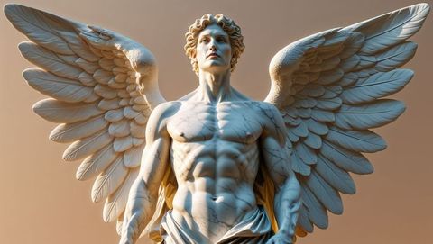 Classical marble statue of winged lucifer sculpture