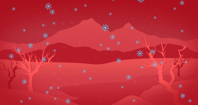 Festive Winter Landscape Illustration with Snow and Red Mountains - Download Free Stock Images Pikwizard.com