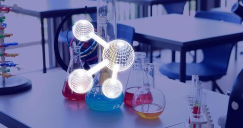 molecular hologram in science classroom with laboratory equipment - Download Free Stock Images Pikwizard.com