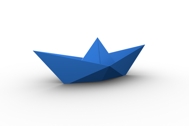 Blue Paper Boat Origami on Transparent Background Abstract Vector - Download Free Stock Videos Pikwizard.com