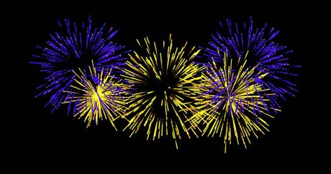 Vibrant Yellow and Purple Fireworks Illuminate Night Sky - Download Free Stock Images Pikwizard.com