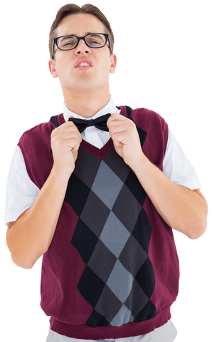 transparent geeky hipster adjusting bow tie with confidence - Download Free Stock Videos Pikwizard.com